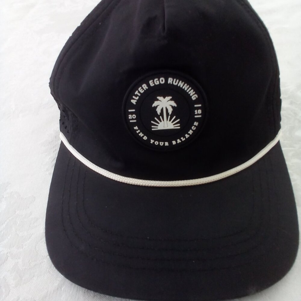Alter Ego Running 2018 Black White Adjustable Hat Vented Snap Back Lightweight